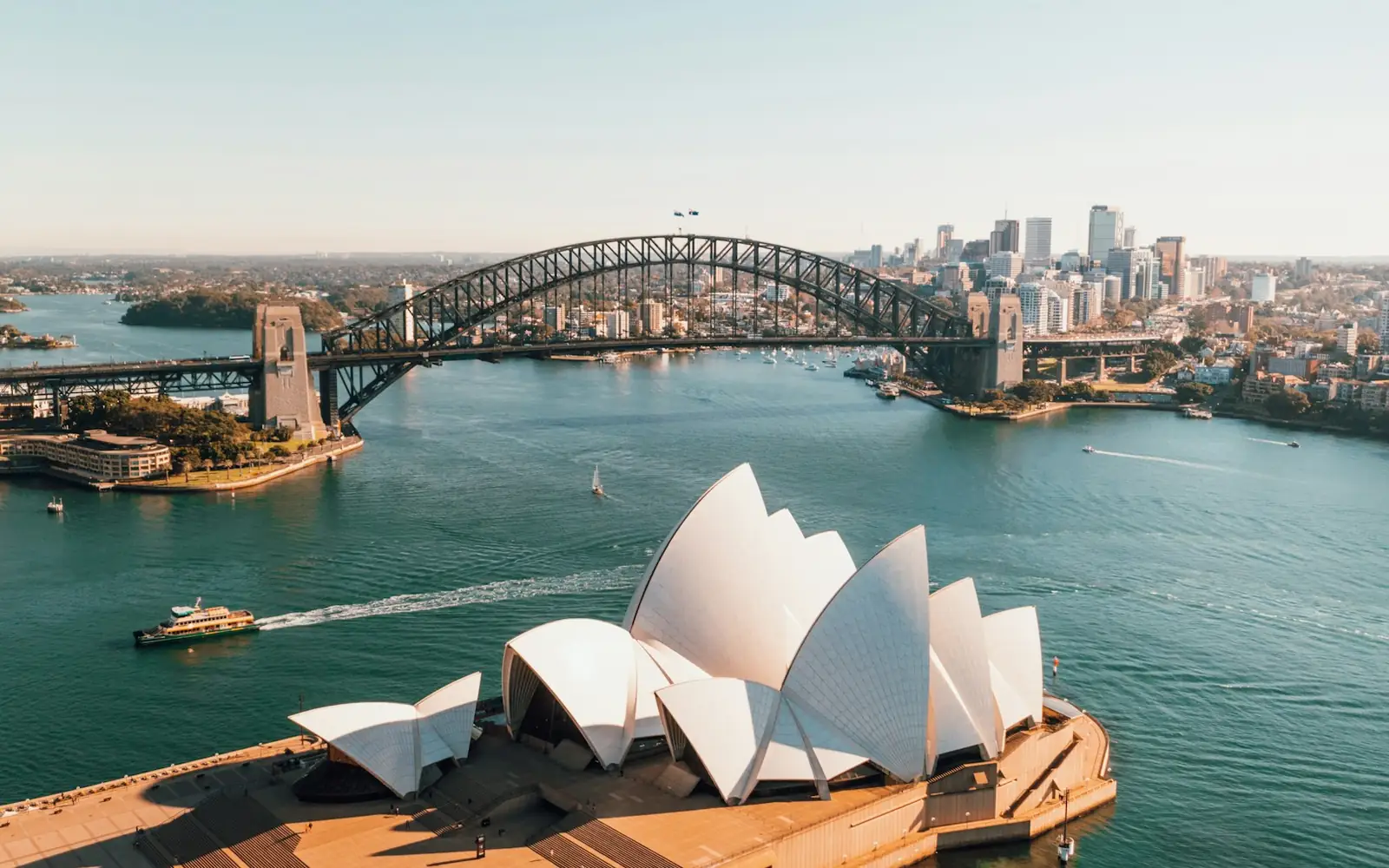 Sydney Opera House and Harbour Bridge from the air